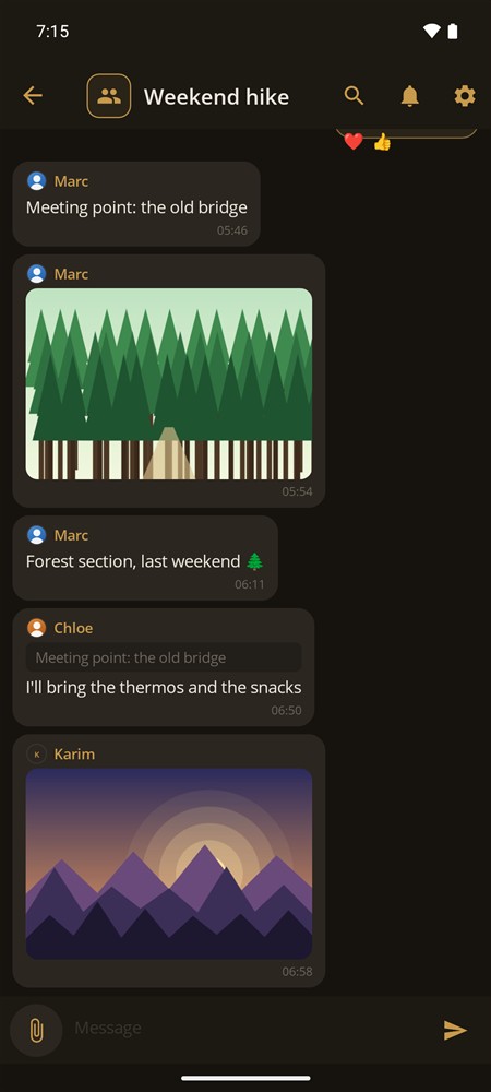 Photos partagées dans un groupe