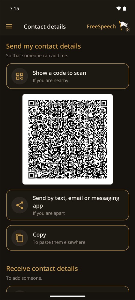 Ajout d’un contact par QR code